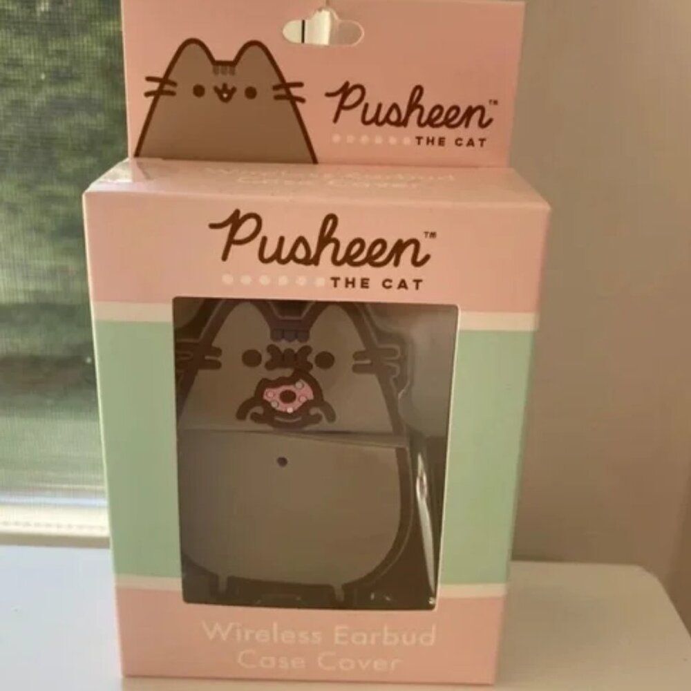 NIB Pusheen The Cat w/ Donut wireless Earbud AirPods 1&2 Case Cover holder NEW
